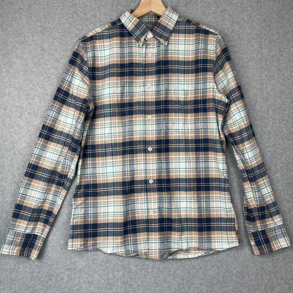 Merona Mens Long Sleeve Button Down Plaid Shirt Size Small